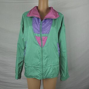 Clipper Bay Vintage Full Zip Jacket Windbreaker Small Lightweight Pockets Pastel
